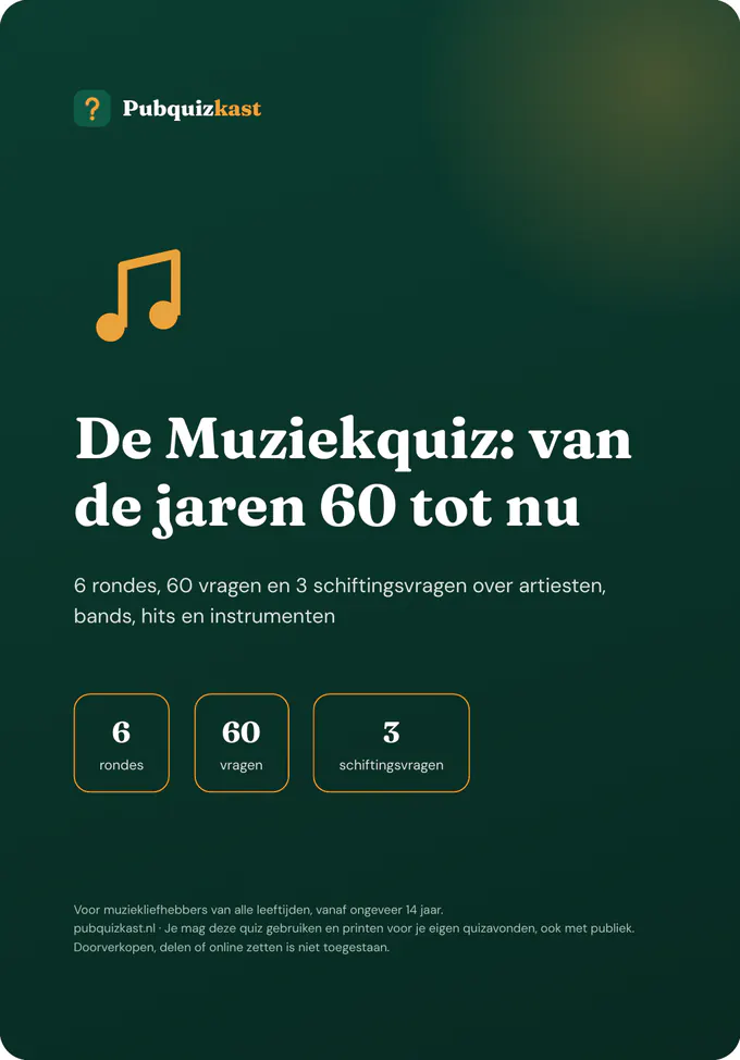 Voorkant van De Muziekquiz: van de jaren 60 tot nu
