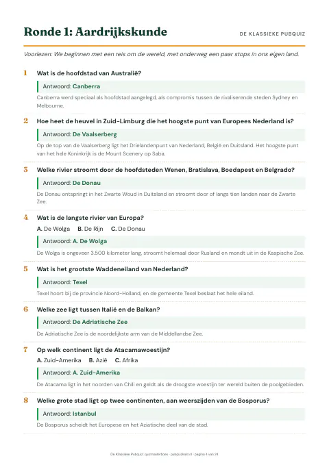 De Klassieke Pubquiz: quizmasterboek