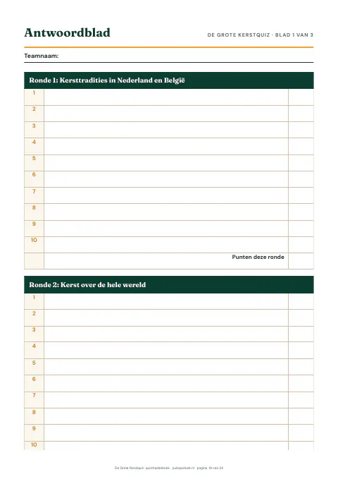 Voorbeeldpagina: antwoordblad