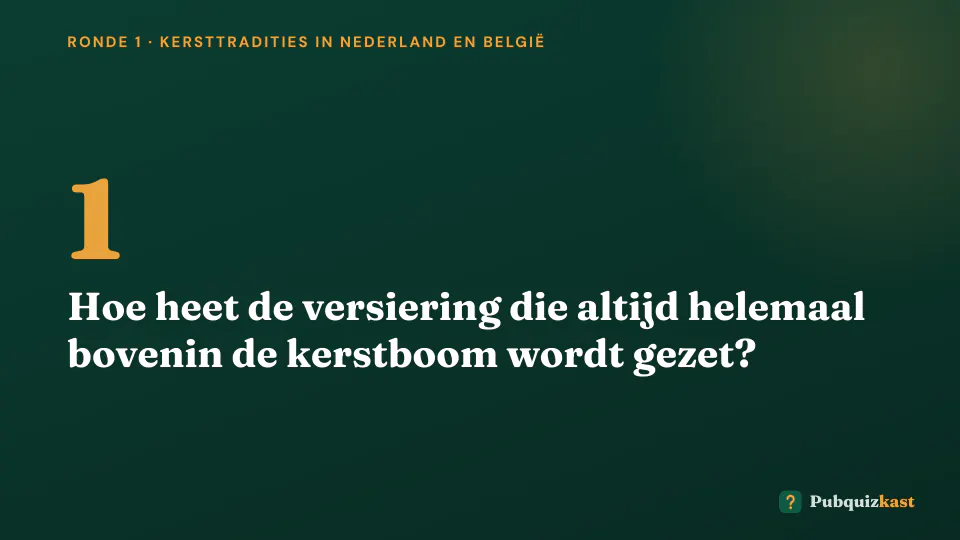 Een vraag uit de Kerstquiz op het tv-scherm
