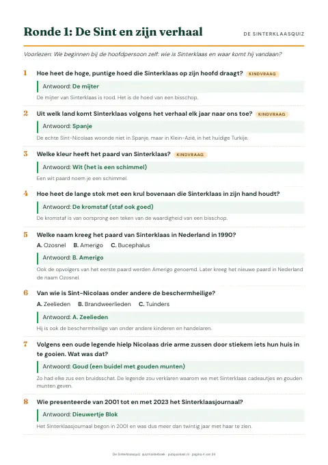 De Sinterklaasquiz: quizmasterboek